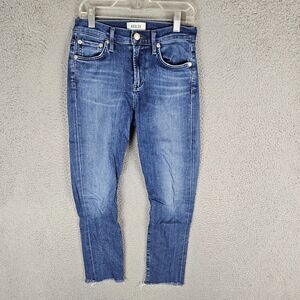 Agolde Los Angeles Premium Sophie Skinny Mid Rise Crop Jeans Raw Hem 25